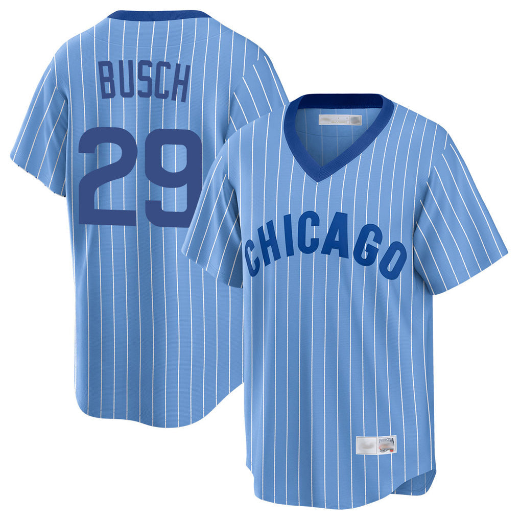 Kooe C.Cubs #29 Michael Busch Player Blue T-shirt Cooperstown Collection Limited Stitched Jerseys