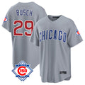 Kooe C.Cubs #29 Michael Busch Player Gray 150th Anniversary Home Game Stitched Jerseys