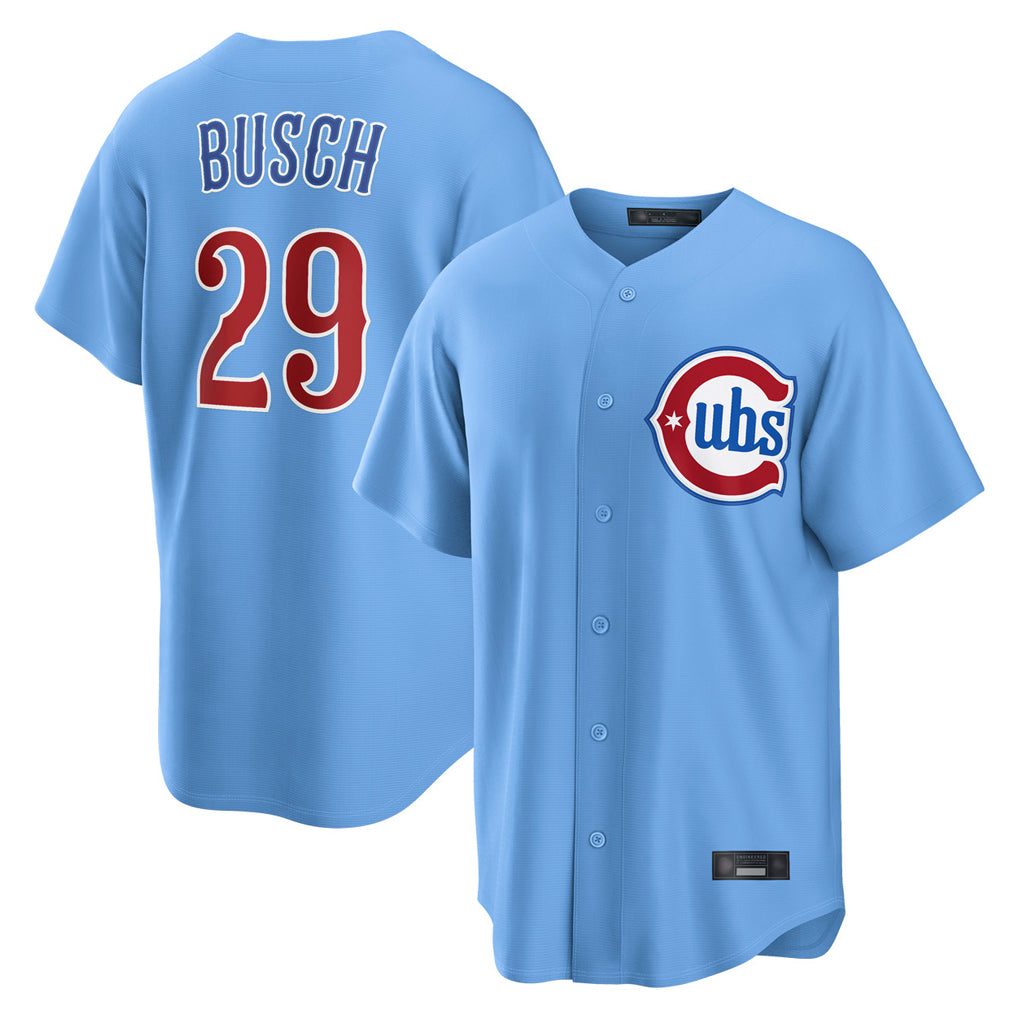 Kooe C.Cubs #29 Michael Busch Player Light Blue Home Game Stitched Jerseys