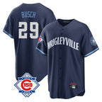 Kooe C.Cubs #29 Michael Busch Player Navy 150th Anniversary City Connect Home Game Stitched Jerseys
