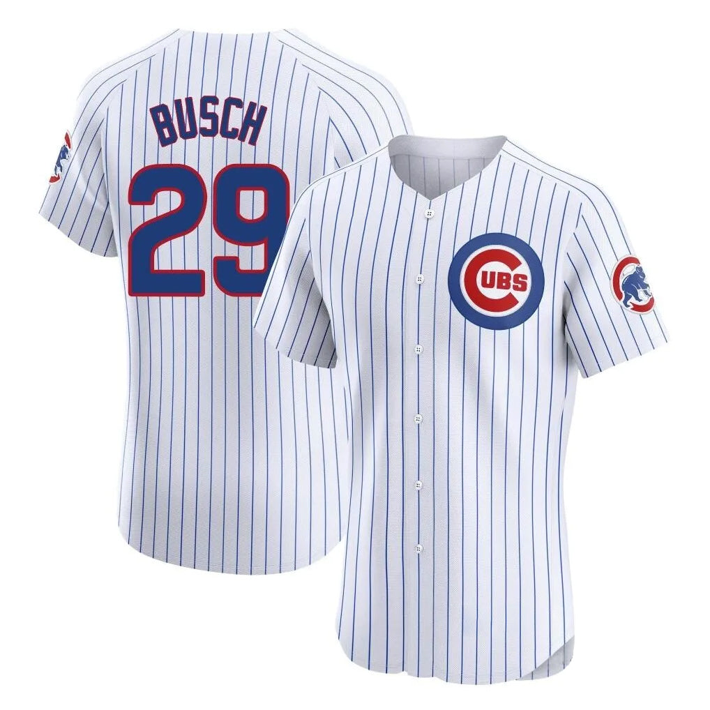 Kooe C.Cubs #29 Michael Busch Player White Limited Elite Home Game Stitched Jerseys
