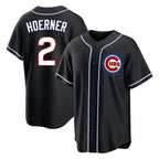 Kooe C.Cubs #2 Nico Hoerner Player Black Fashion Out Game Stitched Jerseys