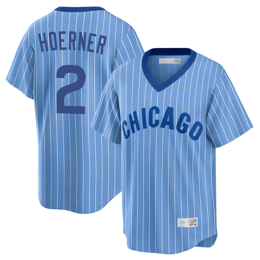 Kooe C.Cubs #2 Nico Hoerner Player Blue T-shirt Cooperstown Collection Limited Stitched Jerseys