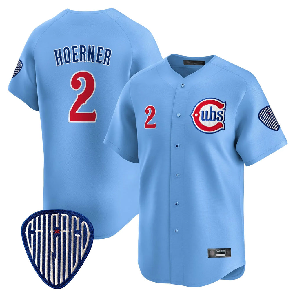 Kooe C.Cubs #2 Nico Hoerner Player Blue Vapor Premier Limited Home Stitched Jerseys