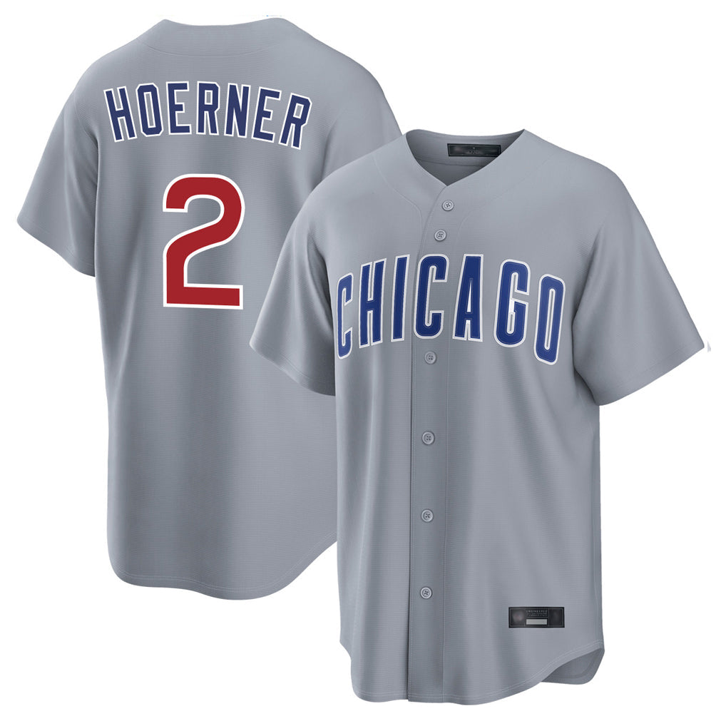 Kooe C.Cubs #2 Nico Hoerner Player Gray Home Game Stitched Jerseys