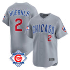 Kooe C.Cubs #2 Nico Hoerner Player Gray Road 150th Anniversary Limited Home Stitched Jerseys