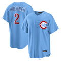 Kooe C.Cubs #2 Nico Hoerner Player Light Blue Home Game Stitched Jerseys