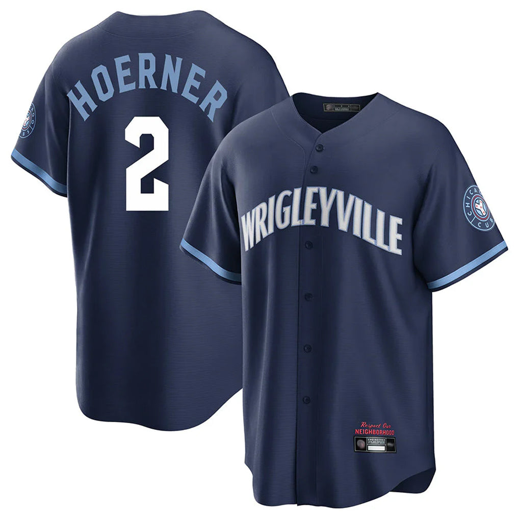 Kooe C.Cubs #2 Nico Hoerner Player Navy City Connect Home Game Stitched Jerseys