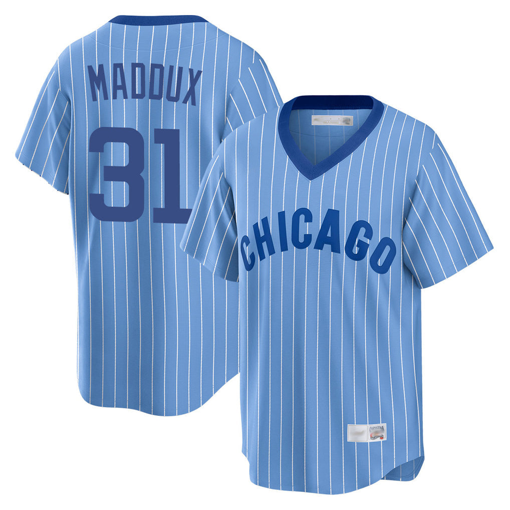 Kooe C.Cubs #31 Greg Maddux Player Blue T-shirt Cooperstown Collection Limited Stitched Jerseys