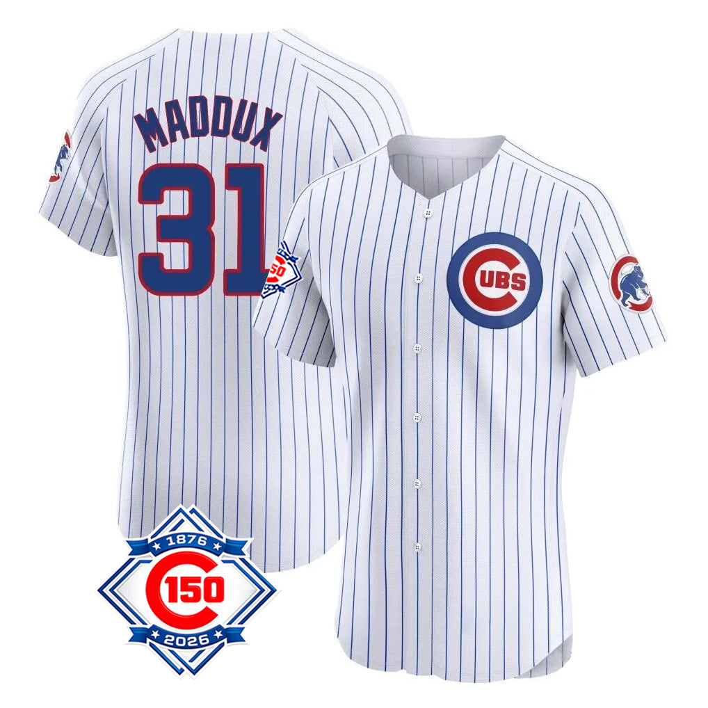Kooe C.Cubs #31 Greg Maddux Player White 150th Anniversary Limited Elite Home Game Stitched Jerseys