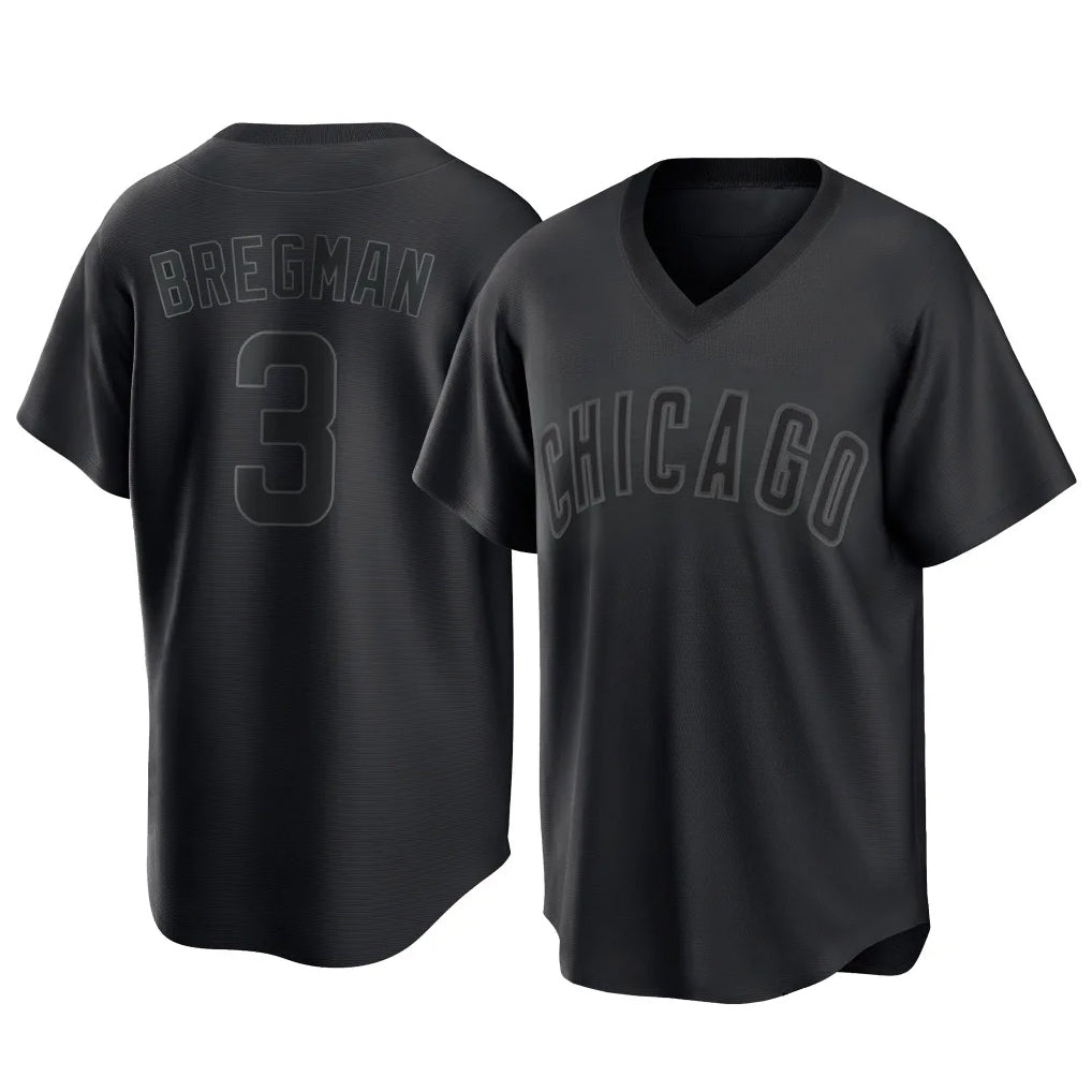 Kooe C.Cubs #3 Alex Bregman Black T-shirt Home Game Stitched Jerseys