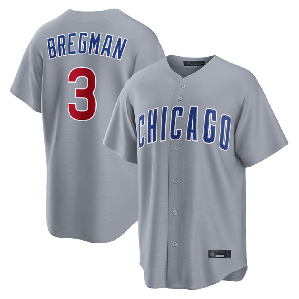 Kooe C.Cubs #3 Alex Bregman Gray Home Game Stitched Jerseys