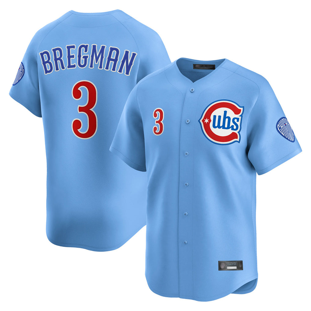 Kooe C.Cubs #3 Alex Bregman Light Blue Limited Home Stitched Jerseys