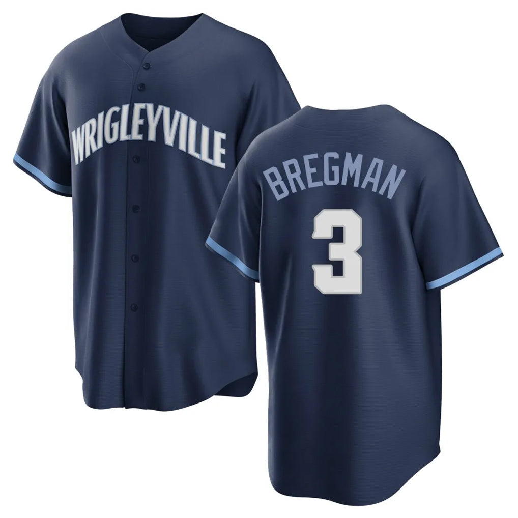 Kooe C.Cubs #3 Alex Bregman Navy City Connect Home Game Stitched Jerseys