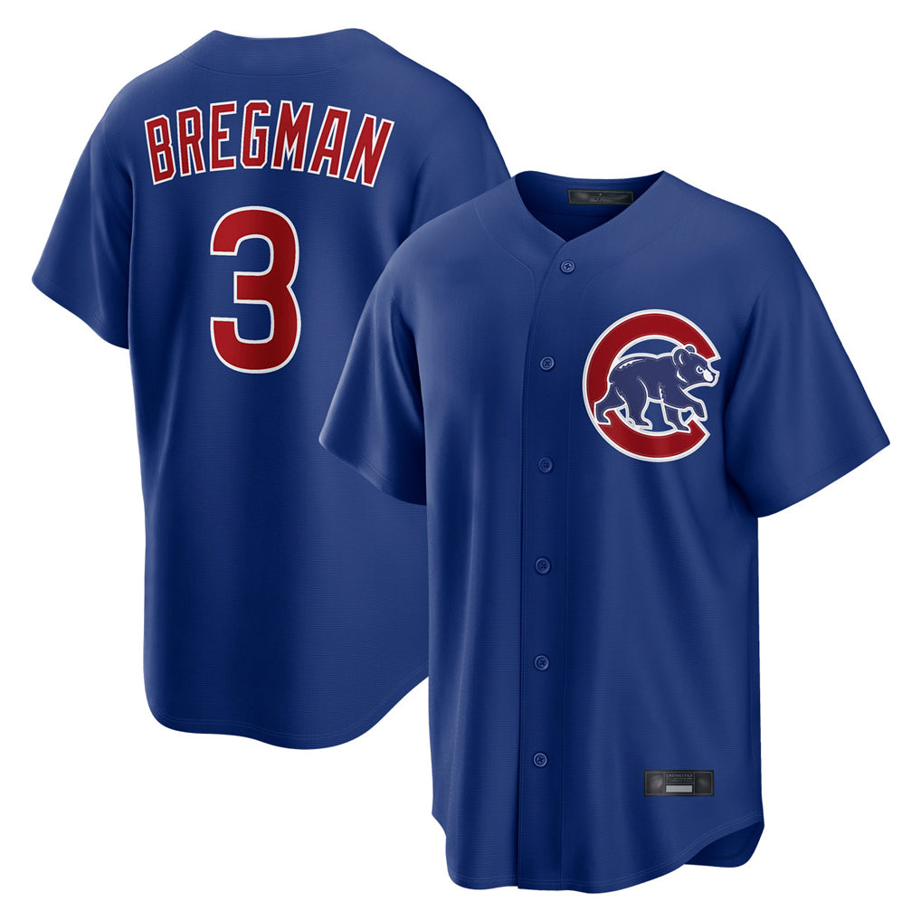 Kooe C.Cubs #3 Alex Bregman Royal Home Game Stitched Jerseys