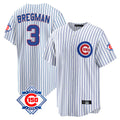 Kooe C.Cubs #3 Alex Bregman White 150th Anniversary Home Game Stitched Jerseys