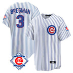 Kooe C.Cubs #3 Alex Bregman White 150th Anniversary Home Game Stitched Jerseys