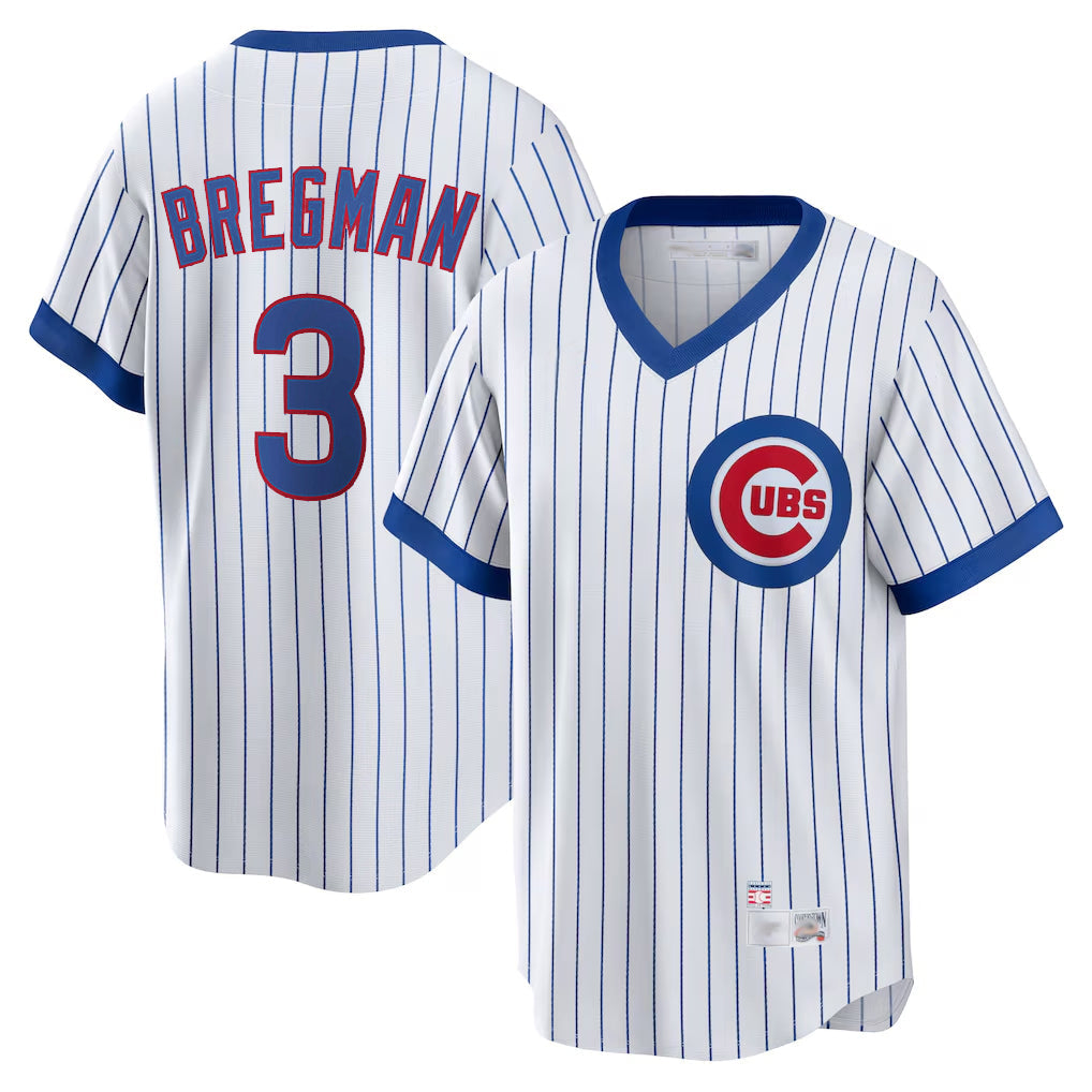 Kooe C.Cubs #3 Alex Bregman White T-shirt Cooperstown Collection Limited Stitched Jerseys