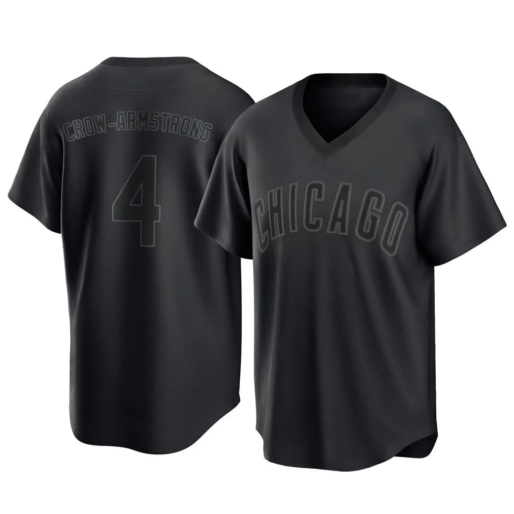 Kooe C.Cubs #4 Pete Crow-Armstrong Player Black T-shirt Home Game Stitched Jerseys