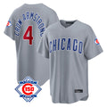 Kooe C.Cubs #4 Pete Crow-Armstrong Player Gray 150th Anniversary Home Game Stitched Jerseys