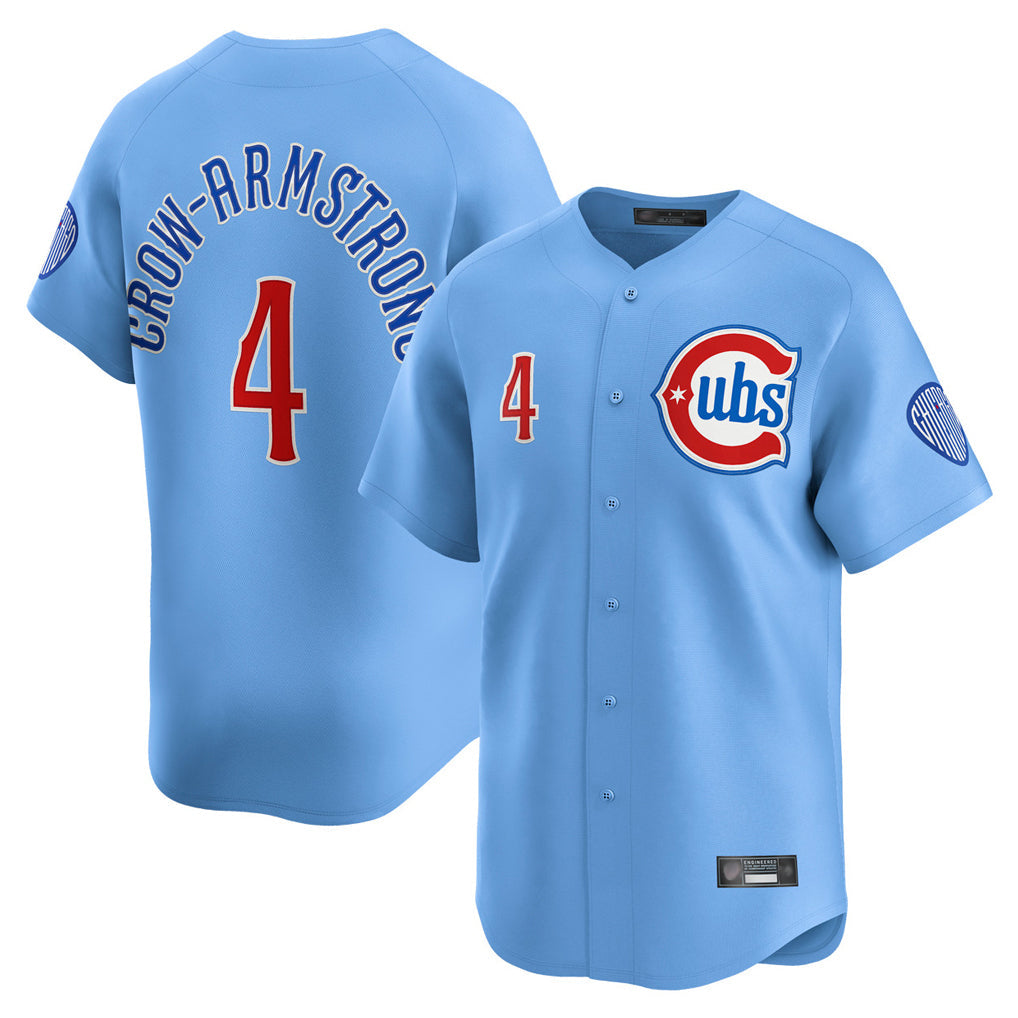Kooe C.Cubs #4 Pete Crow-Armstrong Player Light Blue Limited Home Stitched Jerseys