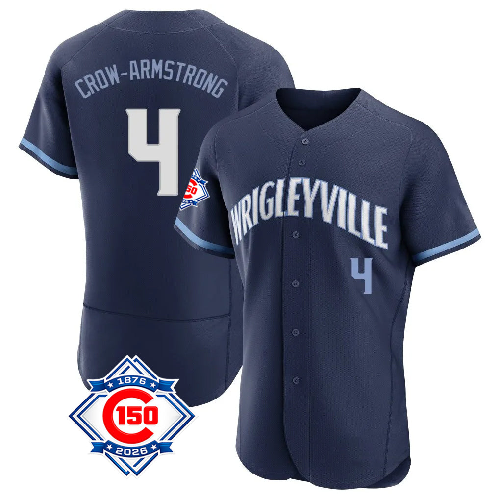 Kooe C.Cubs #4 Pete Crow-Armstrong Player Navy City Connect 150th Anniversary Limited Elite Home Stitched Jerseys