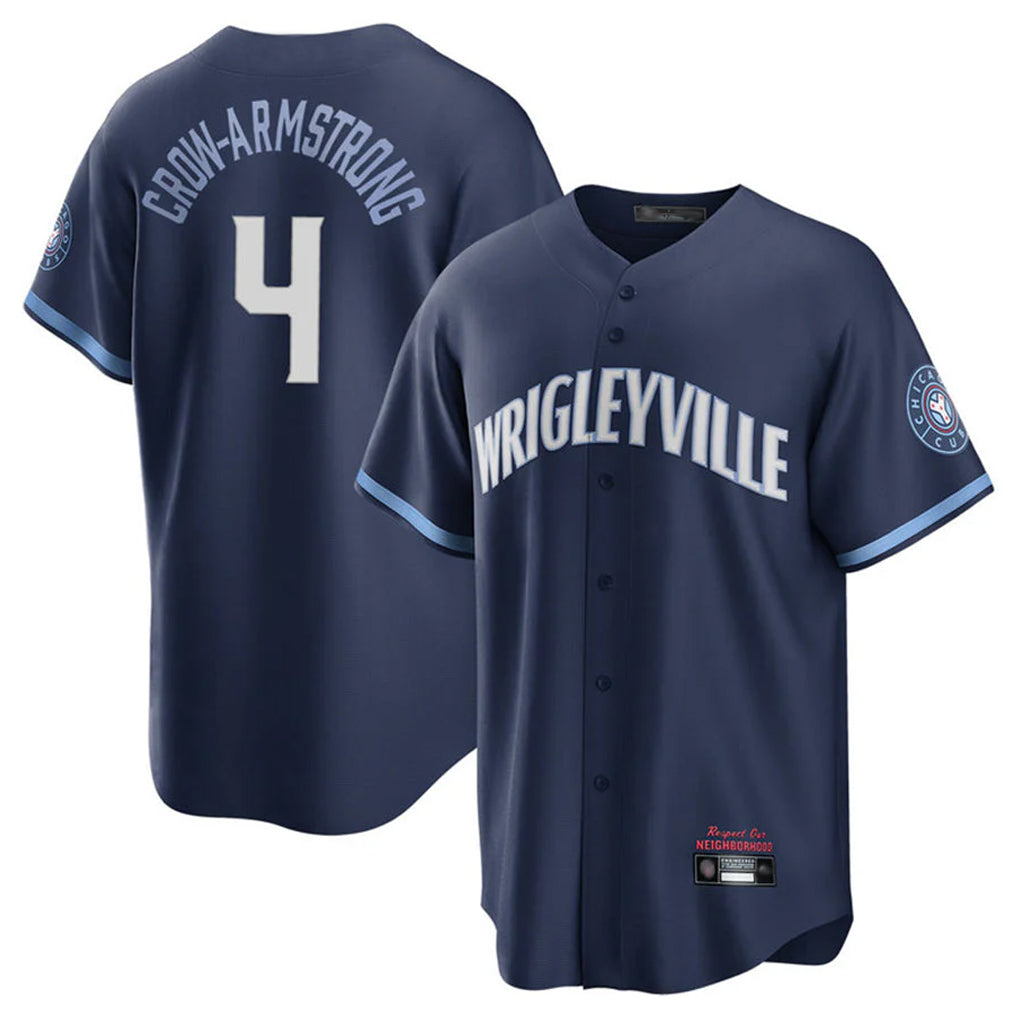 Kooe C.Cubs #4 Pete Crow-Armstrong Player Navy City Connect Home Game Stitched Jerseys