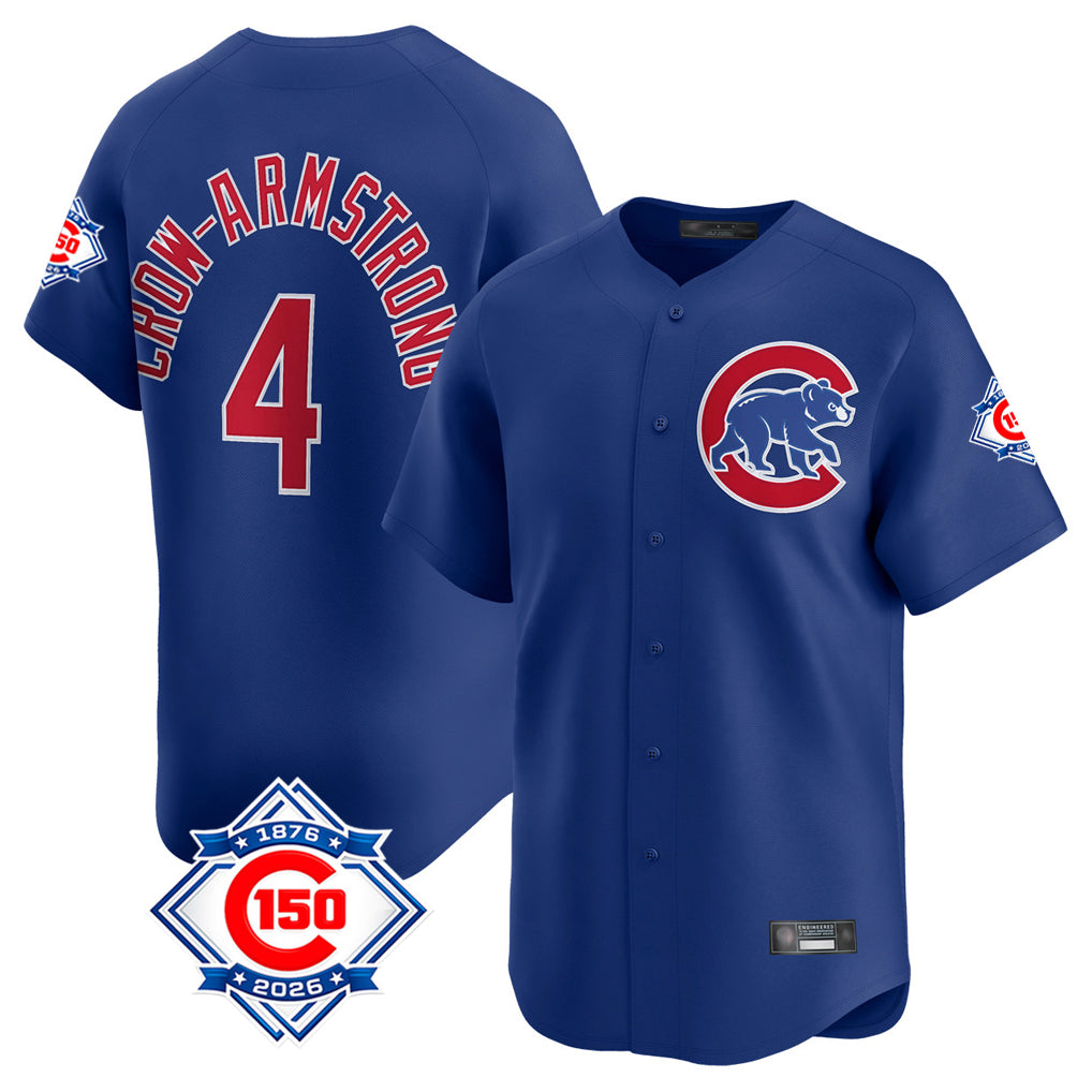 Kooe C.Cubs #4 Pete Crow-Armstrong Player Royal 150th Anniversary Limited Home Stitched Jerseys