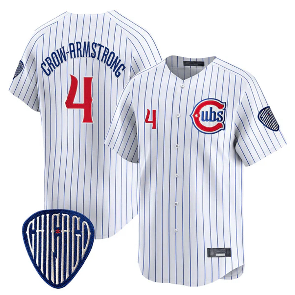 Kooe C.Cubs #4 Pete Crow-Armstrong Player White Pinstripe Vapor Premier Limited Home Stitched Jerseys