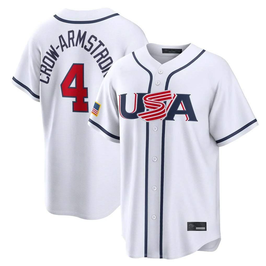 Kooe C.Cubs #4 Pete Crow-Armstrong Player White USA 2026 World Classic Home Limited Stitched Jerseys