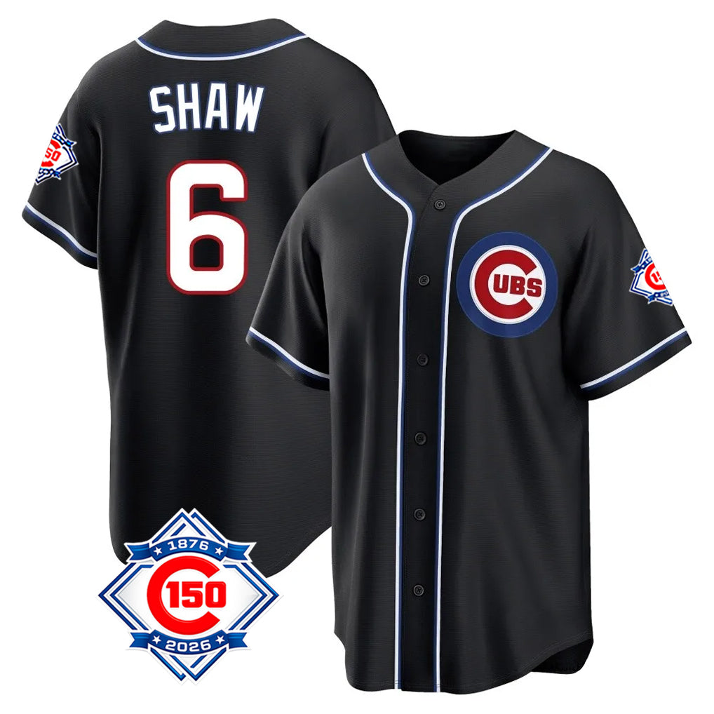 Kooe C.Cubs #6 Matt Shaw Player Black Fashion Out 150th Anniversary Game Stitched Jerseys