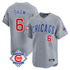 Kooe C.Cubs #6 Matt Shaw Player Gray Road 150th Anniversary Limited Home Stitched Jerseys