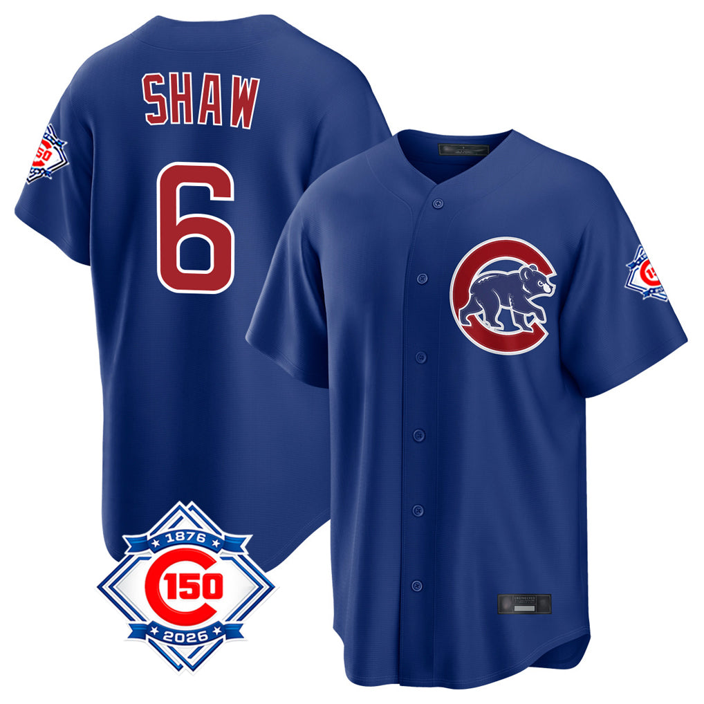 Kooe C.Cubs #6 Matt Shaw Player Royal 150th Anniversary Home Game Stitched Jerseys