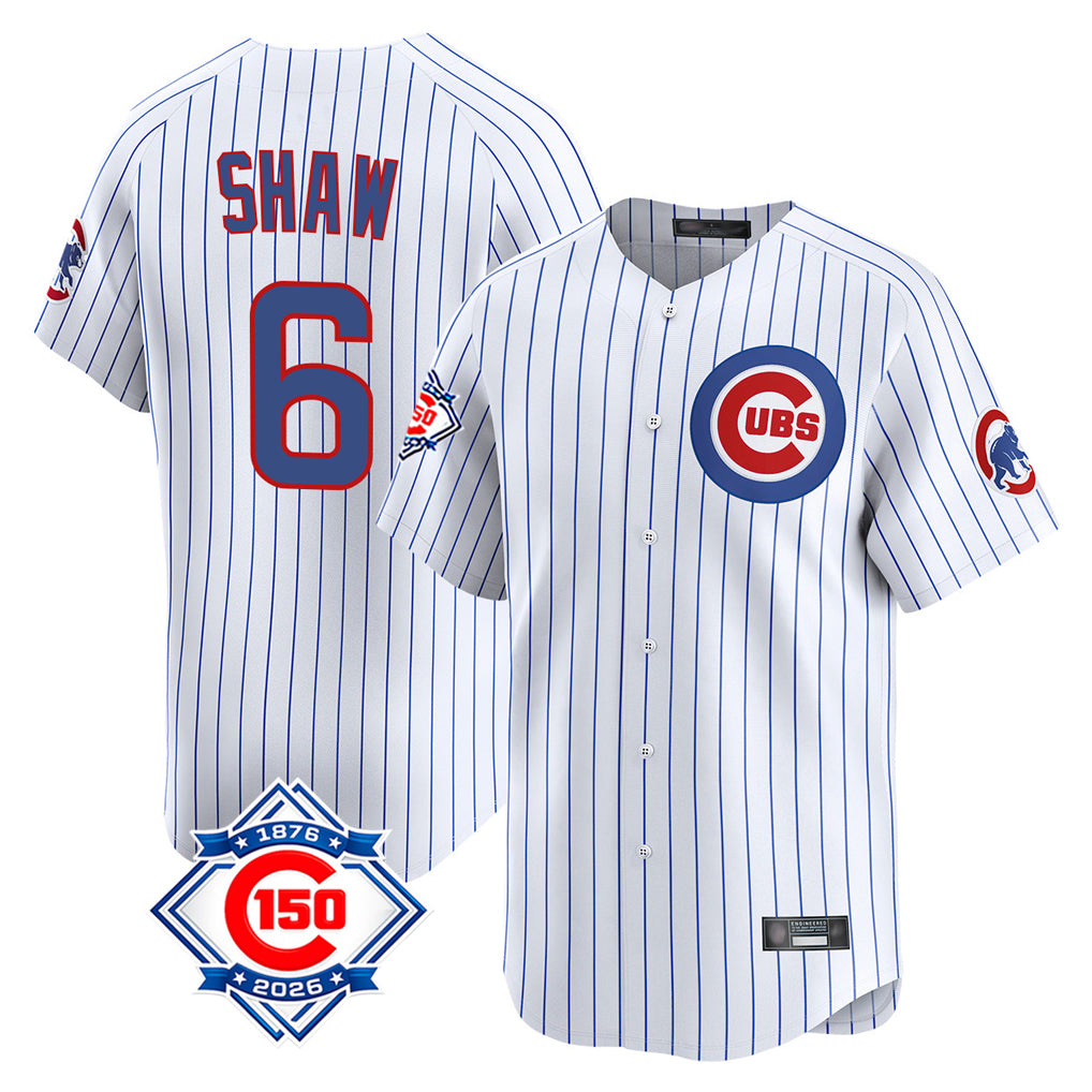Kooe C.Cubs #6 Matt Shaw Player White 150th Anniversary Limited Home Game Stitched Jerseys