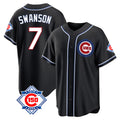 Kooe C.Cubs #7 Dansby Swanson Player Black Fashion Out 150th Anniversary Game Stitched Jerseys
