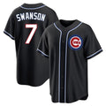 Kooe C.Cubs #7 Dansby Swanson Player Black Fashion Out Game Stitched Jerseys