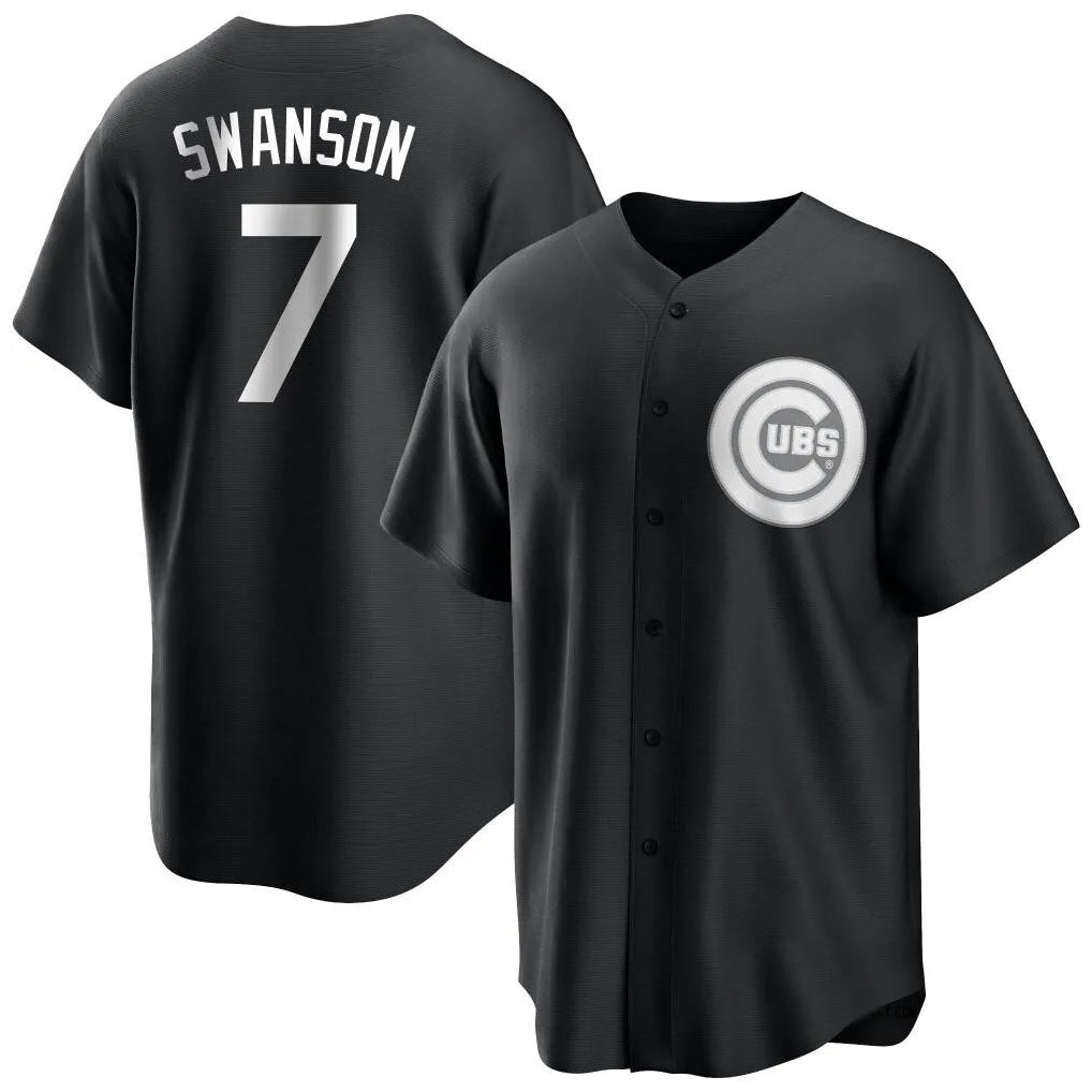 Kooe C.Cubs #7 Dansby Swanson Player Black Game Stitched Jerseys