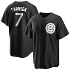 Kooe C.Cubs #7 Dansby Swanson Player Black Game Stitched Jerseys