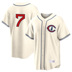 Kooe C.Cubs #7 Dansby Swanson Player Cream Field of Dreams Home Game Stitched Jerseys