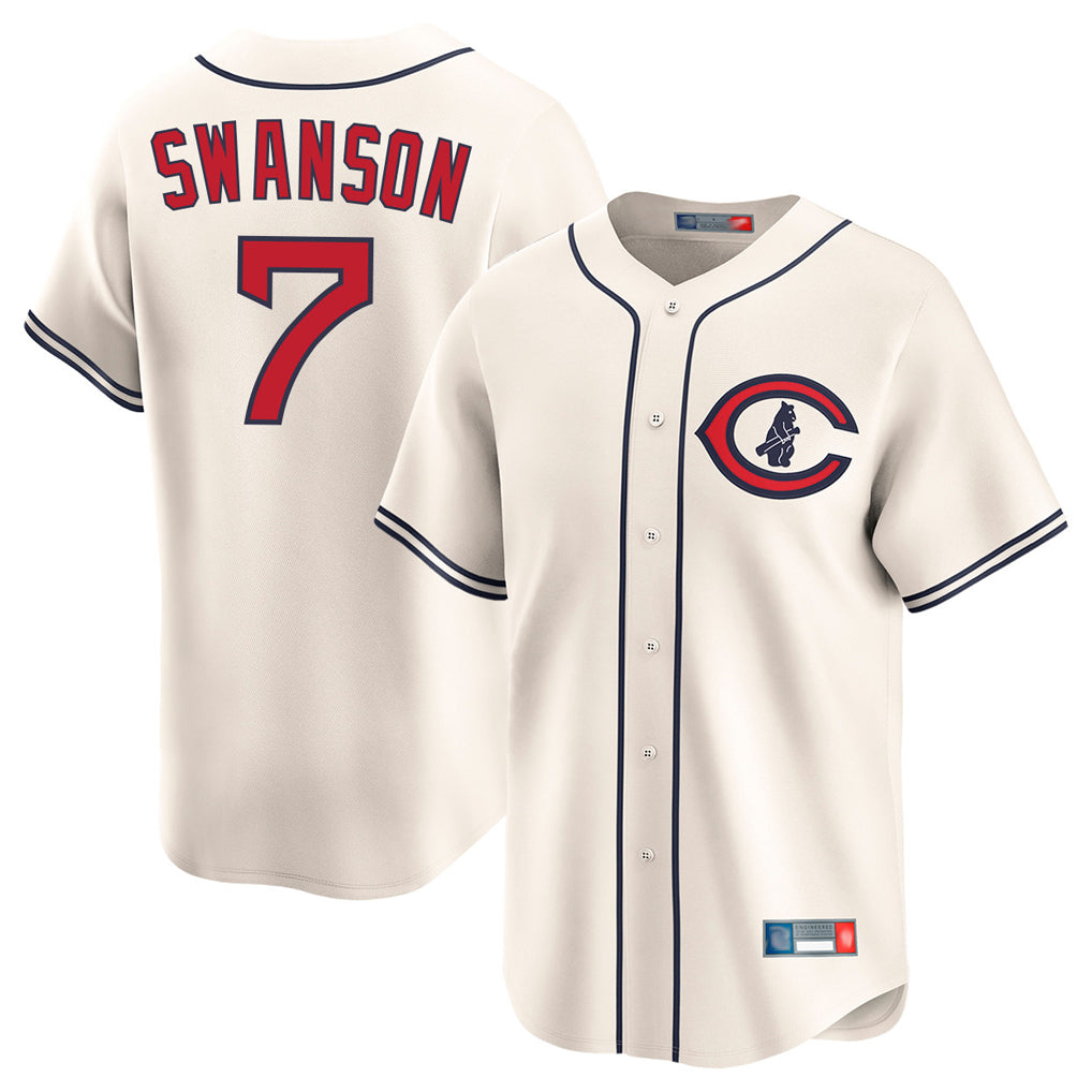 Kooe C.Cubs #7 Dansby Swanson Player Cream Field of Dreams Limited Home Game Stitched Jerseys