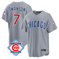 Kooe C.Cubs #7 Dansby Swanson Player Gray 150th Anniversary Home Game Stitched Jerseys