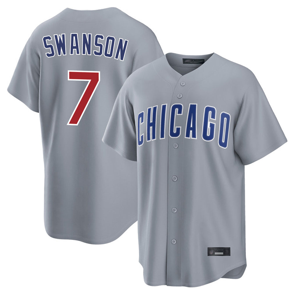 Kooe C.Cubs #7 Dansby Swanson Player Gray Home Game Stitched Jerseys