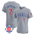 Kooe C.Cubs #7 Dansby Swanson Player Gray Road 150th Anniversary Limited Elite Home Stitched Jerseys