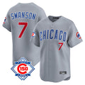 Kooe C.Cubs #7 Dansby Swanson Player Gray Road 150th Anniversary Limited Home Stitched Jerseys
