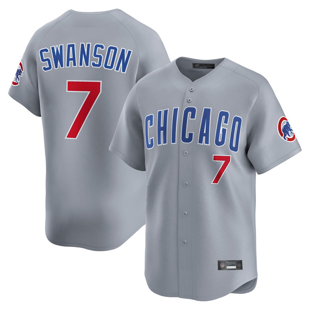 Kooe C.Cubs #7 Dansby Swanson Player Gray Road Limited Home Stitched Jerseys