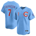 Kooe C.Cubs #7 Dansby Swanson Player Light Blue Limited Home Stitched Jerseys