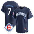 Kooe C.Cubs #7 Dansby Swanson Player Navy City Connect 150th Anniversary Limited Home Stitched Jerseys