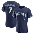 Kooe C.Cubs #7 Dansby Swanson Player Navy City Connect Limited Elite Home Stitched Jerseys