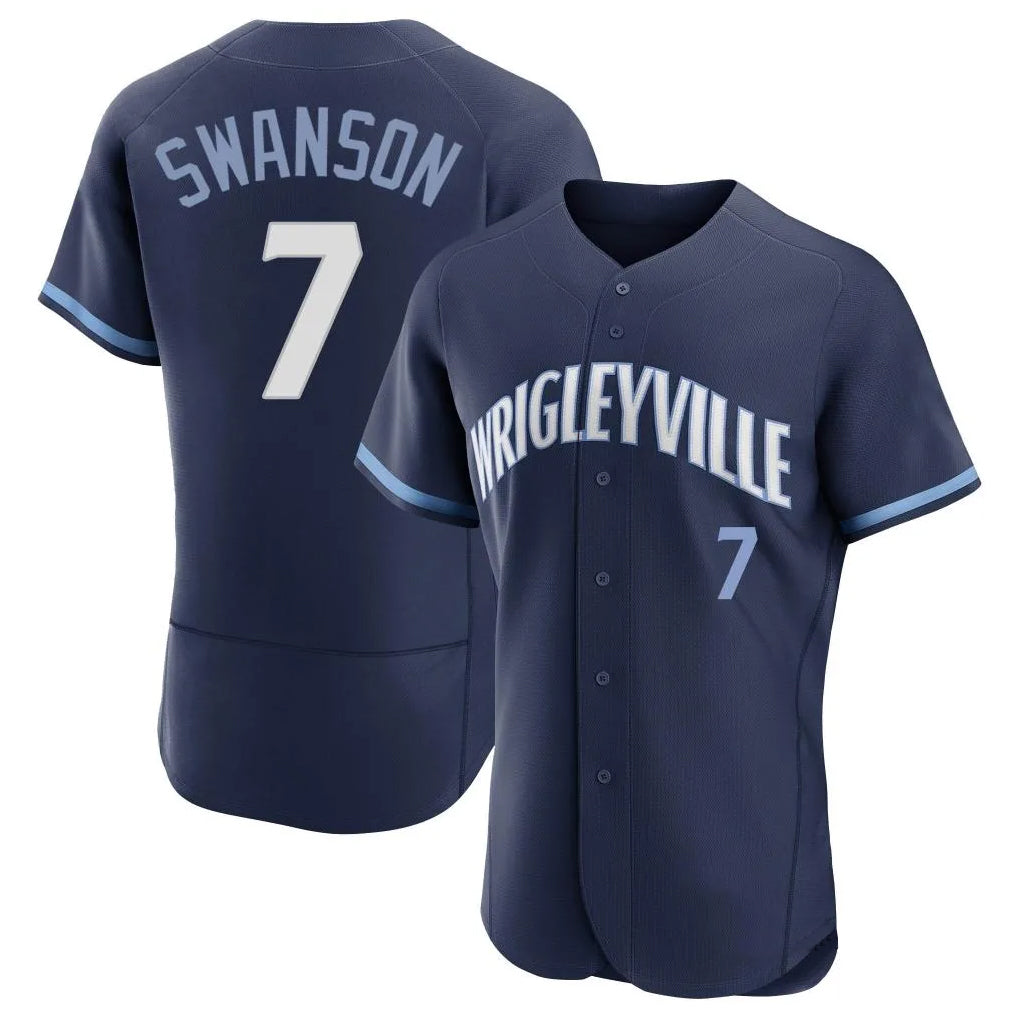 Kooe C.Cubs #7 Dansby Swanson Player Navy City Connect Limited Elite Home Stitched Jerseys