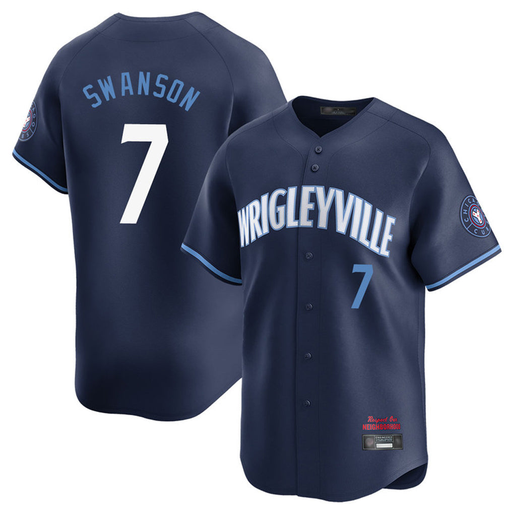 Kooe C.Cubs #7 Dansby Swanson Player Navy City Connect Limited Home Stitched Jerseys